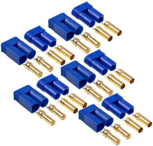 YUNIQUE GREEN-CLEAN-POWER - Set 5 Paia Connettori EC5 Maschio-Femmina | Alta Conduttività per Modellismo RC | Ideali per Batterie Lipo, Blu, Poliestere