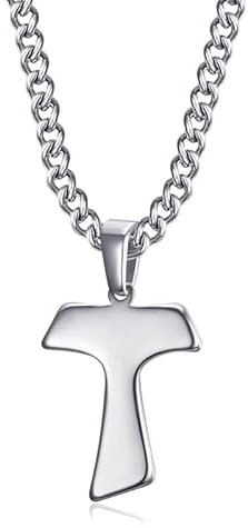 BOBIJOO JEWELRY - Pendentif Collier Croix en Tau de Saint Antoine Chevalier T Acier Argenté Chaîne