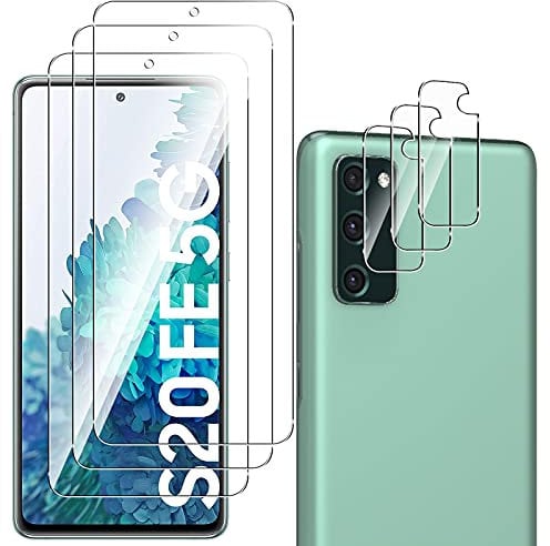 QULLOO Pellicola Protettiva per Samsung Galaxy S20 Fe / S20 Fe 5G [3 Pezzi] + Pellicola Fotocamera [3 pezzi], 9H Durezza HD Chiaro Pellicola Vetro Temperato per Samsung Galaxy S20 Fe / S20 Fe 5G
