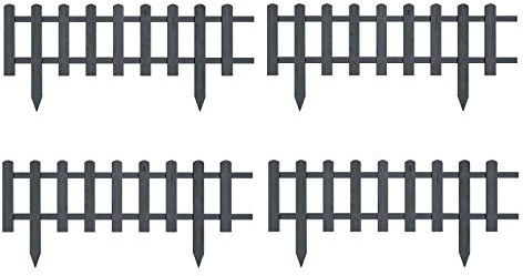 Recinzione in legno impregnata impermeabile, recinzione anteriore da giardino, mini recinzione ornamentale da giardino (4 pezzi, 60 x 40 cm, grigio)