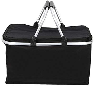 Picknickkorb mit großer Kapazität im Freien Falten Picknickkörbe Camping Isolierte Kühler Taschen Korb Einkauf Einkaufskorb Tasche Outdoor Picknick Taschen Aluminium Griffe Picknickkörbe Set Geschenk