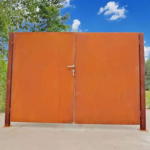 Edelrost Gartentor Flügeltore aus Metall 1.2mm Rost inkl. Türschloss(Edelstahlmaterial) inkl. Pfosten, L272 H190 cm Handarbeit, Sample 7