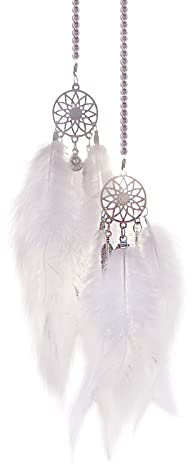 ikasus Kleiner Traumfänger mit Feder Auto Innen Rückspiegel Hängende Ornament Kreativer Wandbehang Böhmische Dreamcatcher Fenster Dekoration für Hause Wohnzimmer Dekor Geschenk