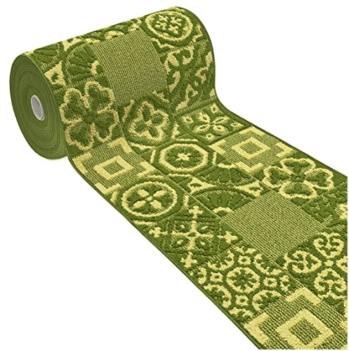 emmevi Tappeto Cucina 3D Passatoia Antiscivolo Lavabile Piastrella Maiolica Mod.CLELIA Dis.G 57X130 VERDE