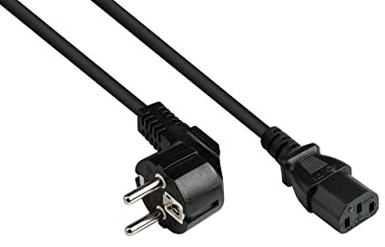 Netzkabel - 7,5 m - Schutzkontakt-Stecker Typ E+F (CEE 7/7, gewinkelt) an C13 Kaltgerätebuchse (gerade) - KUPFERLEITER CU - 1,50 mm² - KALTGERÄTE-Kabel für PC, Monitor, u.v.m. - SCHWARZ