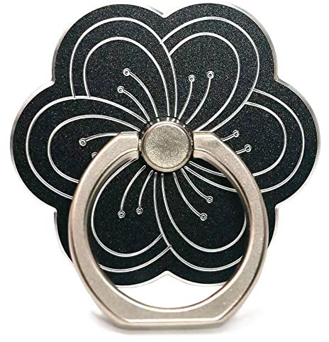 Kinizuxi Handy Ring Smartphone Fingerhalterung,Liebliche Blume 360 Grad Drehung Ring Halter Ringhalter Fingerhalter Handyhalterung für iPhone iPad Samsung Huawei und mehr (1 Schwarz)