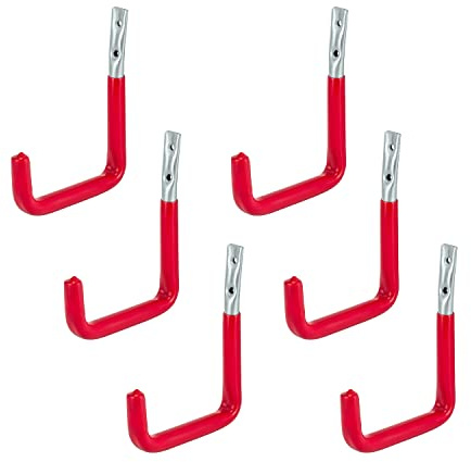 siwitec Wandhaken U-Form 145 x 120 x 60 x 90 mm rot gummiert, 6er-Set, Schwerlsthaken, Tragkraft 25 kg