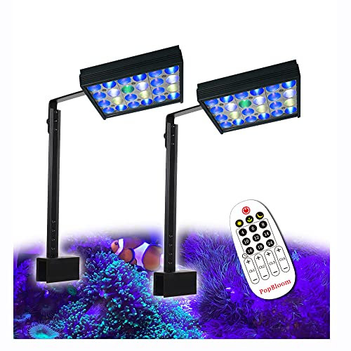 PopBloom Meerwasser LED 60W, mit Arm-Kit, Salzwasser LED Beleuchtung für Reef Coral Fish Wasserpflanzen Salzwasser Aquarium (für 80-90cm)
