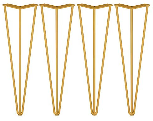 Metal Table Legs Black/Gold/Silver/White Wrought Iron Table Legs Bracket Furniture Legs Dining Table Chairs Coffee Table Bar Legs 70Cm Furniture Support Legs (Four Pieces)/Gold