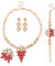 TTPSRY 4 Stück Blumenblatt Schmuckset Kristall Halskette Armband Ohrringe Ring Damen Schmuck Hochwertig Elegant Luxuriös Juwelenkollektion