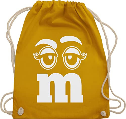 Turnbeutel Rucksack - & Fasching - Taschen - M und M Augen Karneval I Fastnacht I Fasnacht I Fasnet - Unisize - Senfgelb - gym bag festival karnevalsbeutel faschings mm juterucksäcke festivaltasche