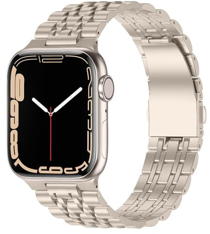 Anlinser Metallarmband Kompatibel mit Apple Watch Armband 42mm 41mm 40mm 38mm, Verstellbares Edelstahl-Ersatzarmband Kompatibel mit iWatch Serie 10 9 8 7 6 5 4 3, SE (Polarstern)
