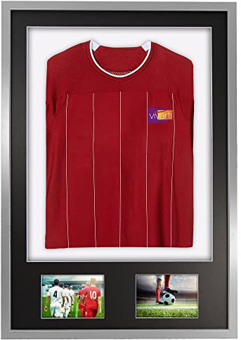 Vivarti DIY Adult 3D Mounted Sports Display Frame for Football, Rugby, Band T-Shirt - Silver Frame, Black Mount, White Backing Card - 61 x 91.5cm