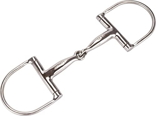 Equinate D-Ring Trense Edelstahl 16mm einfach gebrochen 13,5cm - Anatomisch geformtes maulfreundliches Gebiss mit sanfter Einwirkung - Lasergravierte Größenangabe