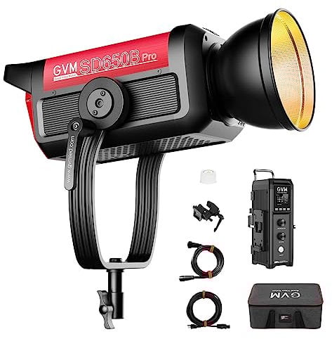 GVM Pro SD650B Lampe vidéo LED 650 W, Lampe de Studio avec Support Bowen, kit d'éclairage de Photographie 81300 lux/m avec Couvercle Standard à 45°, éclairage vidéo à Sortie Continue avec contrôleur,