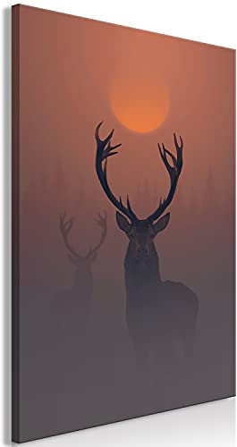 murando Akustikbild Hirsch Bilder Akustikschaum Hochleistungsschallabsorber Schallschutz Leinwand 1 tlg Wandbild Raumakustik Schalldämmung Tiere Natur Wald g-C-0316-b-a