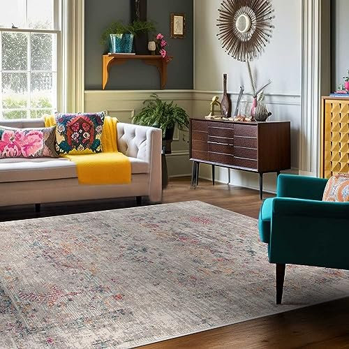 Mazovia Bunte Teppiche - Vintage Bunt Teppich für Wohnzimmer, Esszimmer, Schlafzimmer - Kurzflor Niedrigflor Pflegeleicht Oeko-TEX - Multi Mehrfarbig - Versch. Größen - 120 x 170 cm