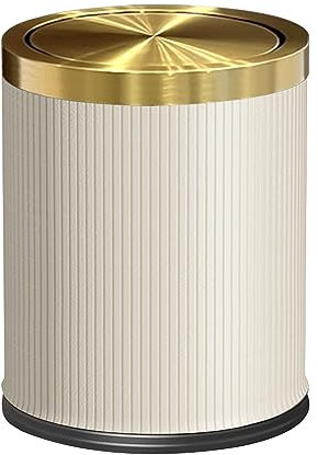 LEASYLIFE Weißgoldener Badezimmer-Mülleimer mit Deckel, moderner Mülleimer mit Klappdeckel, 1,2 l, Mülleimer für Küche, Wohnzimmer (15 l, Weiß)