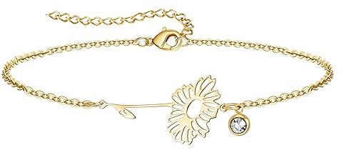 YeGieonr Armband Damen Gold, Geburtsblume Edelstahl Armband, Goldene Armbänder für Frauen, Schmuck Geburtstagsgeschenk für Frauen Freundin Mutter Tochter