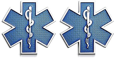 ZXRSJBL 2pcs Star of Life Aufkleber Blau Notfall Krankenwagen Marker Auto Personalisierte Modifikation Metall Seite Heck Marker Kratzer Dekorative Aufkleber