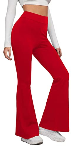 NAFING Women's Flared Yoga Trousers Blickdicht Leggings Schlaghose High Waist Yogahose Booucut Sweathose Fitnesshose Bootcut Sporthose