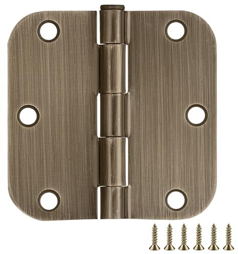 Design House 189753 Door Hinge in Antique Brass, 3-1/2-Inch, 5/8-Inch Radius, 12-Pack, 12 Pack