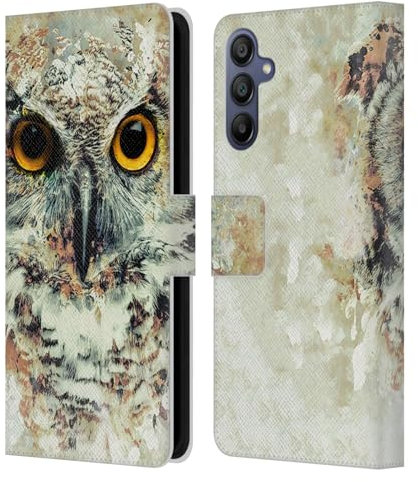 Head Case Designs Offizielle Riza Peker Eule II Tiere Leder-Wallet-Hülle Kompatibel mit Samsung Galaxy A15
