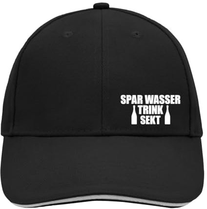 Huuraa Cappy Mütze Spar Wasser Trink Sekt Sektflasche Unisex Kappe Black/Light Grey mit lustigem Motiv für alle Sekttrinker Geschenk Idee für Freunde und Familie