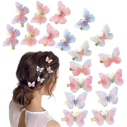 Irikdescia 18 fermagli a farfalla, piccoli fermagli per capelli con strass, Y2K, fermagli a farfalla, graziosi regali per copricapo, accessori per capelli