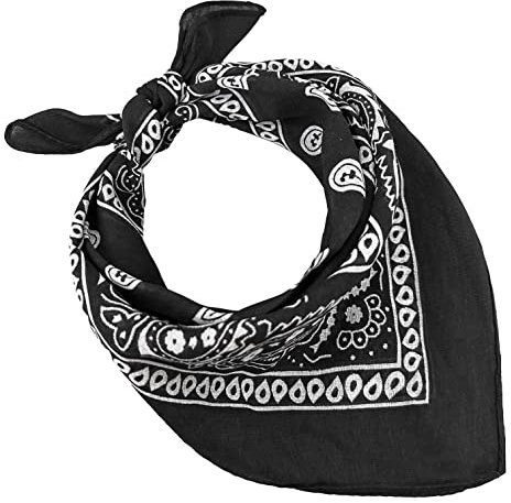 Bandana 100% Baumwolle Set 3/5/10 für Damen Herren Kinder Unisex Einfarbig und/oder Paisley Muster Code A644 (Set 20 Stück, Paisley, Schwarz)