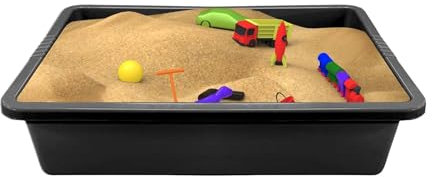 simpa Black Large Deep Fill Plastic Rectangular Sand Pit Tray Only - 13cm (H) x 64cm (L) x 49cm (W)