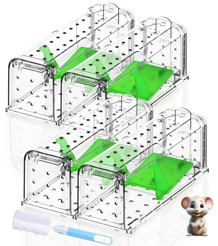 Lebendfalle für Maus Mausefalle Lebend 4er Set: Hochsensibel Mäusefalle mit 66 Luftlöchern, Robustem und Langlebigem, Sicher und Effektiv, Einfach zu Bedienen, Wiederverwendbare Mäusefallen fürs Haus