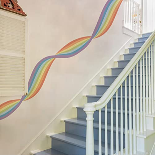 neukids Große Regenbogen Wandtattoo Kinderzimmer, Welliger Regenbogen Tapeten, Wandsticker Kinderzimmer Babyzimmer Schlafzimmer Wohnzimmer Korridore Klassenzimmer Wanddeko 320x40cm