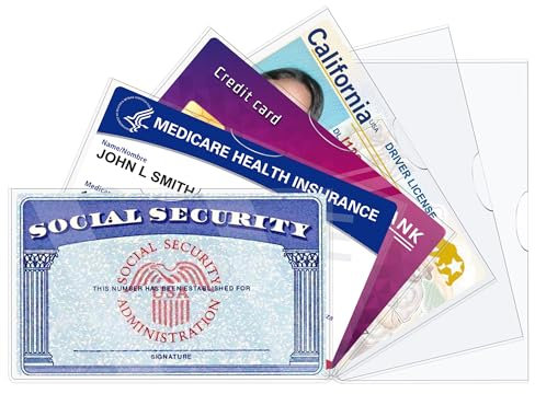 LIEMAND 6 Stück Sozialversicherungskartenschutzhüllen/neue Medicare Kartenschutzhülle/Kreditkartenhalter, 24 mm weiche, transparente Kartenhüllen für wasserdichte SSN-Kartenschutz/Kreditkartenhülle