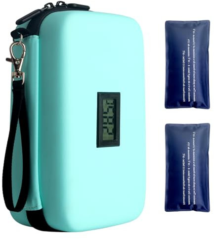 roargy Kühltasche für Insulin, mit 2 Kühlakkus und Display, TSA-zugelassene Kühltasche für Medikamente und Diabetiker für den Reisealltag (Grün)