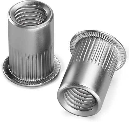 YOOPIN 15 Stück Nietmuttern M10, A2 V2A Edelstahl Blindnietmuttern, Silber Flachkopf Gewindenieten, Einnietmuttern mit Gewinde, Nietmuttern Edelstahl für Bleche, Elektrogeräte und Industrieprodukte