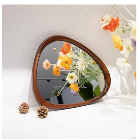 Miroir Mural Décoratif En Bois - Miroirs Galets - 30x37cm 30x70cm - Miroir De Bureau Pour Le Maquillage - Miroir Suspendu Horizontal Ou Vertical Miroir Irrégulier Pour La Maison(30x37cm/11.8x14.5in)