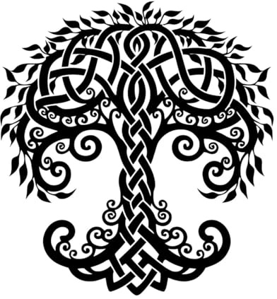 Wandtattoo Lebensbaum, Weltenbaum, Yggdrasil, germanisch-nordische Mythologie, Wandaufkleber, Heimdekoration, Vinyl-Kunstaufkleber, extragroß – 67x72cm