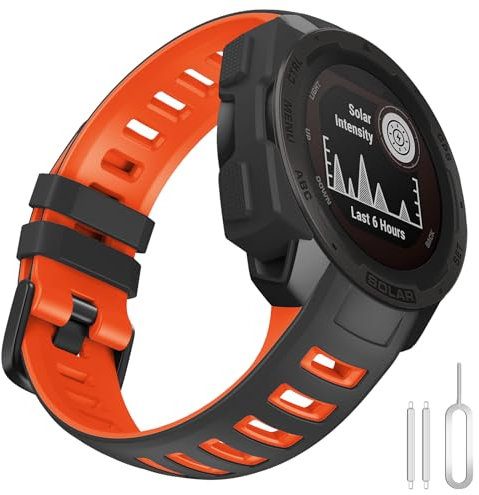 Silicone Bracelet pour Garmin Instinct 2, 22mm Bracelet Remplacement Souple Sport Bracelet pour Garmin Instinct 2 Solar, Instinct, Instinct Tactical, Instinct Tide, Instinct Esports, Instinct Solar