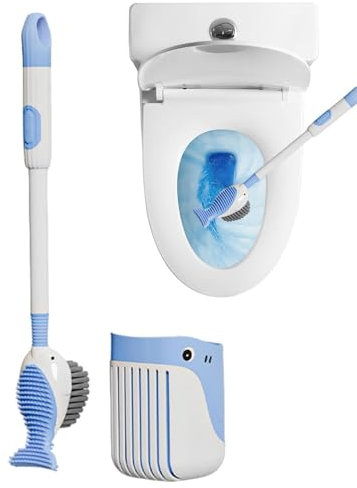 Escobilla de baño con Soporte - Escobilla de Limpieza de Inodoro con Mango dispensador Recargable | Escobilla de baño de Pared, Ideal para el baño, Limpieza eficaz y sin Esfuerzo