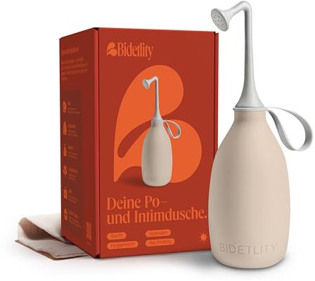 Bidetlity Podusche & Intimdusche 3.0 – Tragbares Reisebidet mit neuem Duschkopf, ersetzt Feuchttücher, spart Toilettenpapier, inkl. Tasche, BPA-frei