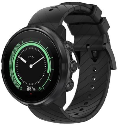 tecinity Armband Kompatibel mit Suunto 9/9 Baro, 24mm Silikon Ersatzarmband für Suunto 7/D5/Spartan Sport Wrist HR (Schwarz)