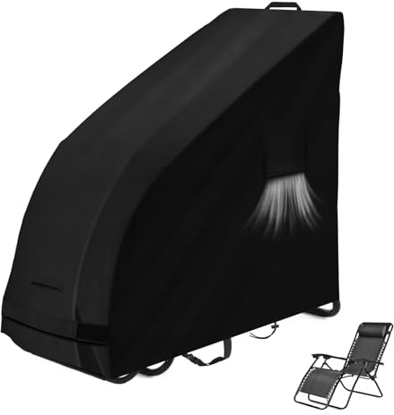 Kovshuiwe Outdoor Folding Chair Cover 420D Waterproof, Folding Chair Storage Covers All Weather,Zero Gravity Chair Cover with Storage Bag 165x65x110cm(LxWxH)