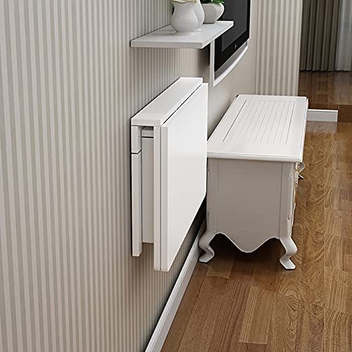 HJZALMI Wand Montierter Klapptisch Schreiben Schreibtisch, Modern Holz Rahmen, Platz Sparen Heavy Duty Runter Tisch zum Heim Essen Küche Arbeitsplatz Lernen(80x50cm)