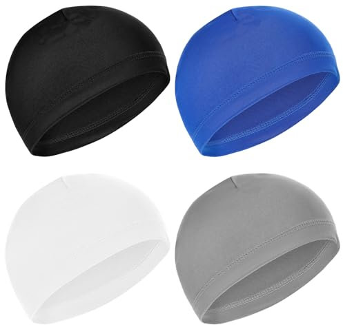 HJZHII 4 Stück Skull Cap, Feuchtigkeitstran Fahrradkappe schlafmütze sportierende Schädelmütze Mütze Multifunktionale Fahrradmütze Unter Helm für Herren Damen