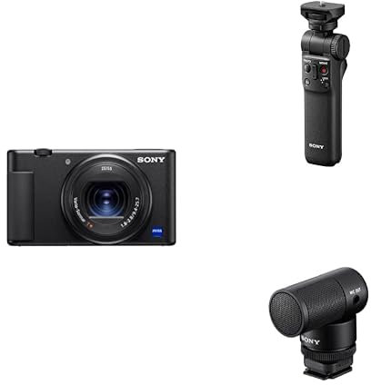 Sony ZV-1 Premium Kompaktkamera (1 Sensor, 24-70mm F1.8-2.8, 4K Video, Augen-Autofokus, neigbares Display, für Fotos und Videos) + Vlog Starter Bundle