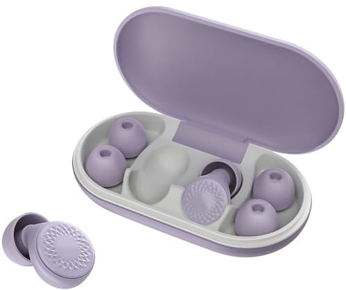 Ear Plugs for Sleep Noise Cancelling -45dB, Soft and Reusable Silicone Hearing Protection Earplugs with 8 Eartips and Carrying Case, for Sleeping, Concert, Working, Studying (Purple White)