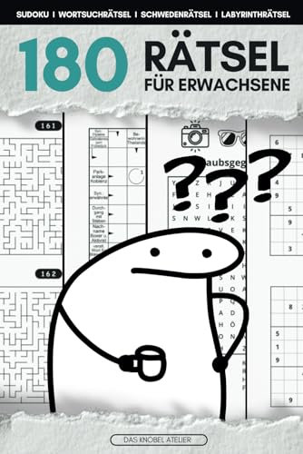 180 Rätsel für Erwachsene: Das ideale Rätselbuch gegen Langeweile – auch für unterwegs! Enthält 180 Rätsel in vier Varianten: Sudoku, Wortsuchrätsel, ... Kreuzworträtsel und Labyrinthrätsel