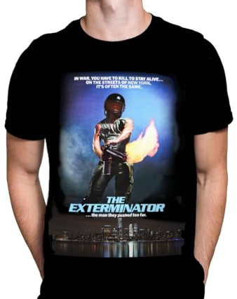 Wild Star Hearts WSH - Exterminator 1980 - Classic Retro 80's Horror Movie Merchandise Men's Black T-Shirt