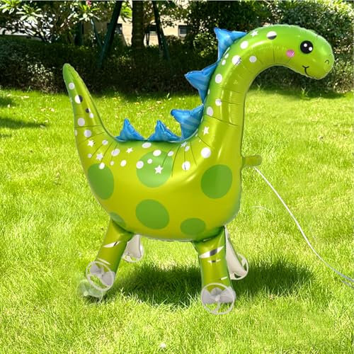 Nine San Walking Dino Luftballons Stehend Dinosaur Folienballon with Wheels Walker Dinosaurier Ballon Dinoparty Deko